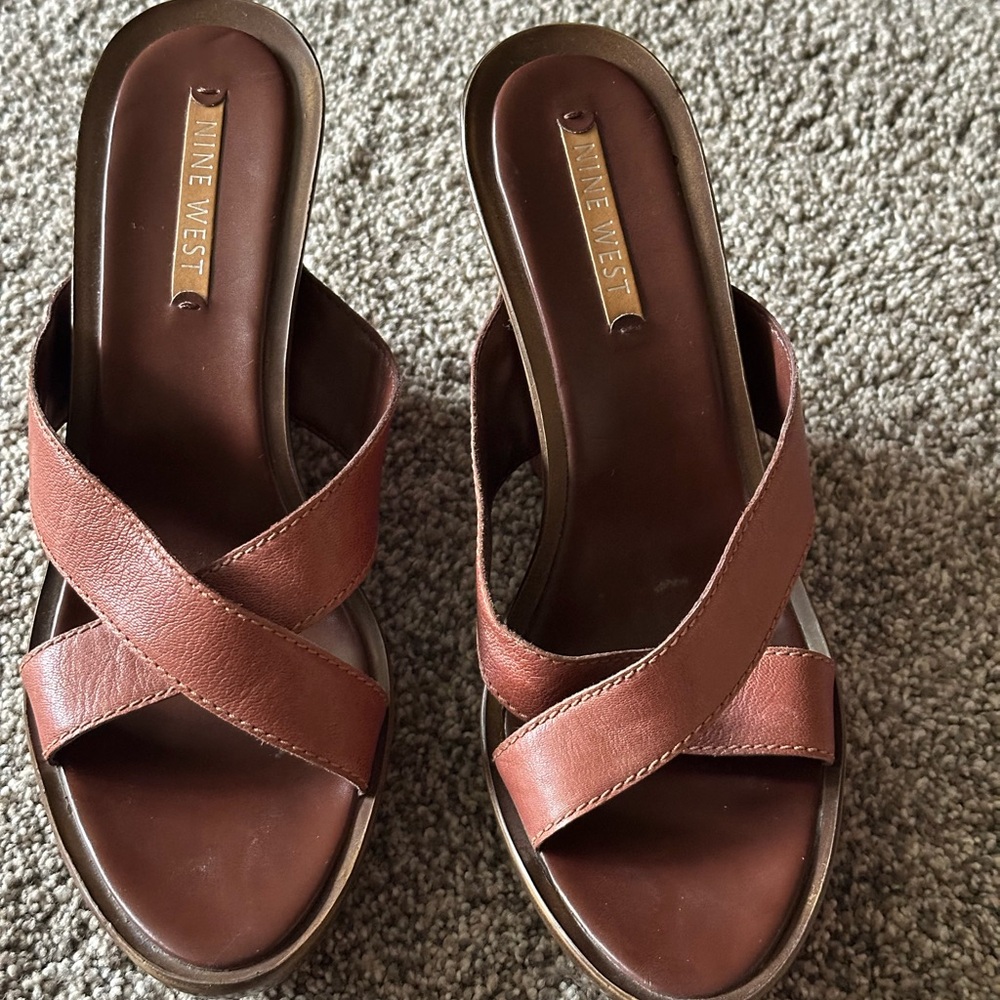 Brown Wedge Sandals - Picture 8 of 9